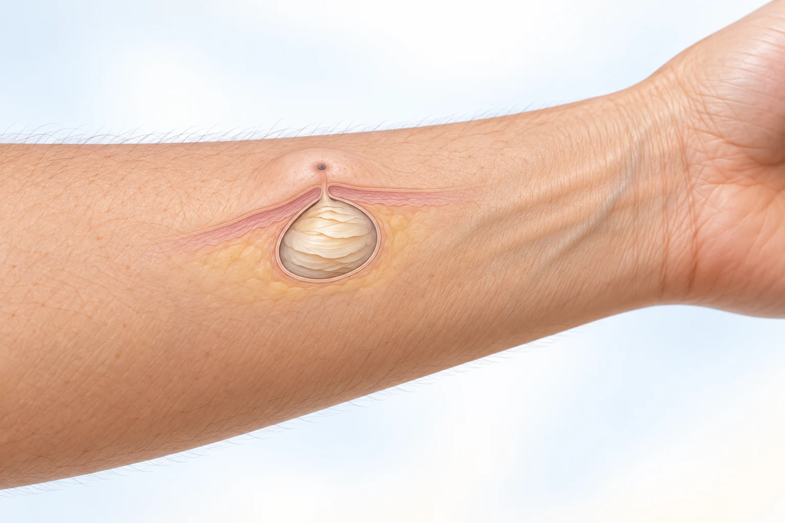 Anatomische Darstellung: Atherom oder Epidermoidzyste: Krankheitsbild und Beschwerden