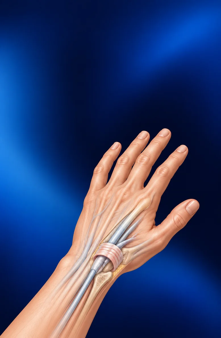 Medizinische Illustration zu Operation bei Tendovaginitis de Quervain