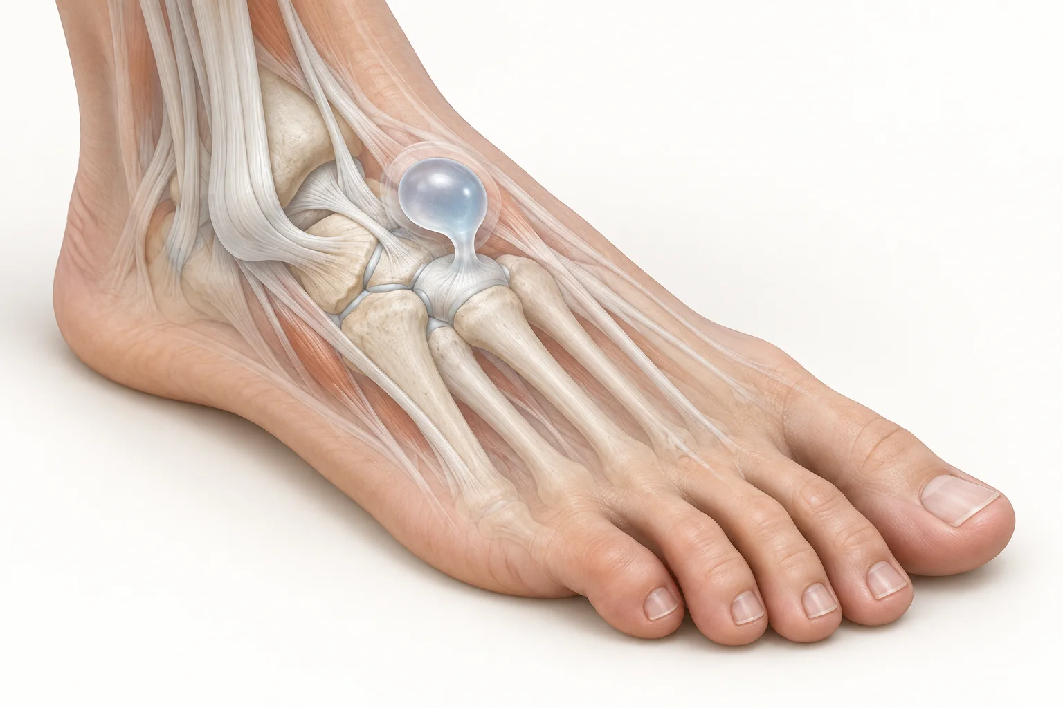 Anatomische Darstellung: Ganglion am Fuß: Krankheitsbild und Beschwerden
